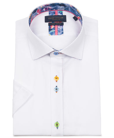 Guide London Short Sleeve Shirt : Plain But Not Plain Jellyfish Print - White