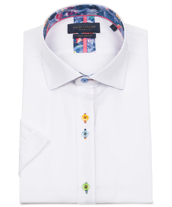 Guide London Short Sleeve Shirt : Plain But Not Plain Jellyfish Print - White