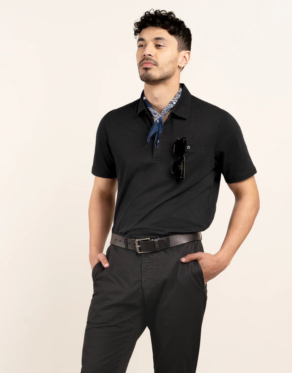 Portofino Cotton Polo - Black