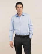 London Long Sleeve Shirt: Fine Twill - Light Blue