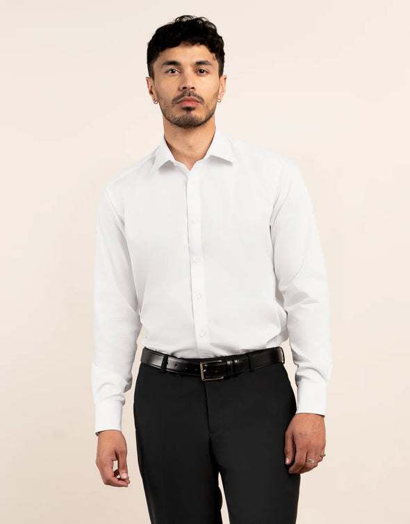 London Long Sleeve Shirt: Fine Twill - White