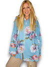 Helga May Patchwork Hoodie: Ombre Peony - Light Turquoise