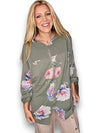 Helga May Patchwork Hoodie: Ombre Peony - Forest