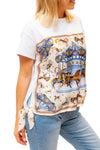 Herme Scarf Tee in White Pony Print