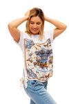 Herme Scarf Tee in White Pony Print