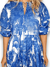 Ida Ivy: Pouf Sleeve Dress - Palm Porcelain