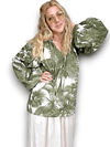 Ida Ivy: Pouf Sleeve Tunic - Green Palm Porcelain