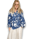 Ida Ivy: Pouf Sleeve Tunic - Blue Palm Porcelain