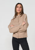 Caju Contrast Stitch Cardi - Beige