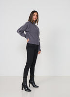 Caju Contrast Stitch Cardi - Smoke