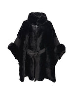 Fuzzy Robe Poncho - Noir
