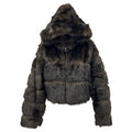 Plush Vegan Fur Hooded Jacket in Mink