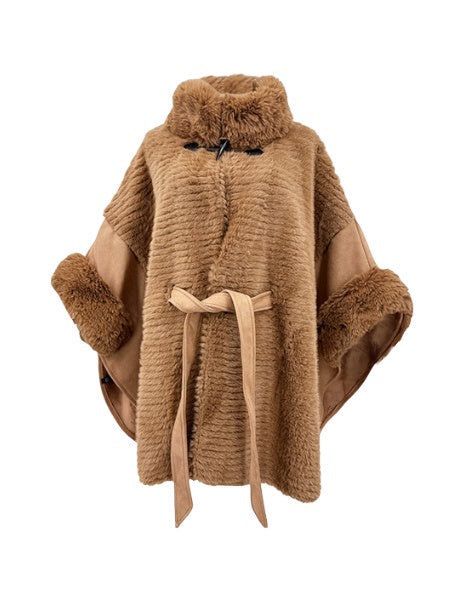 Fuzzy Robe Poncho - Tan