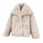 Convertible Lush Vegan Fur Jacket in Sand