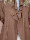 Helga May: Long Drawstring Linen Jacket - Coffee