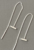 Sterling Silver Bar & Chain Earrings