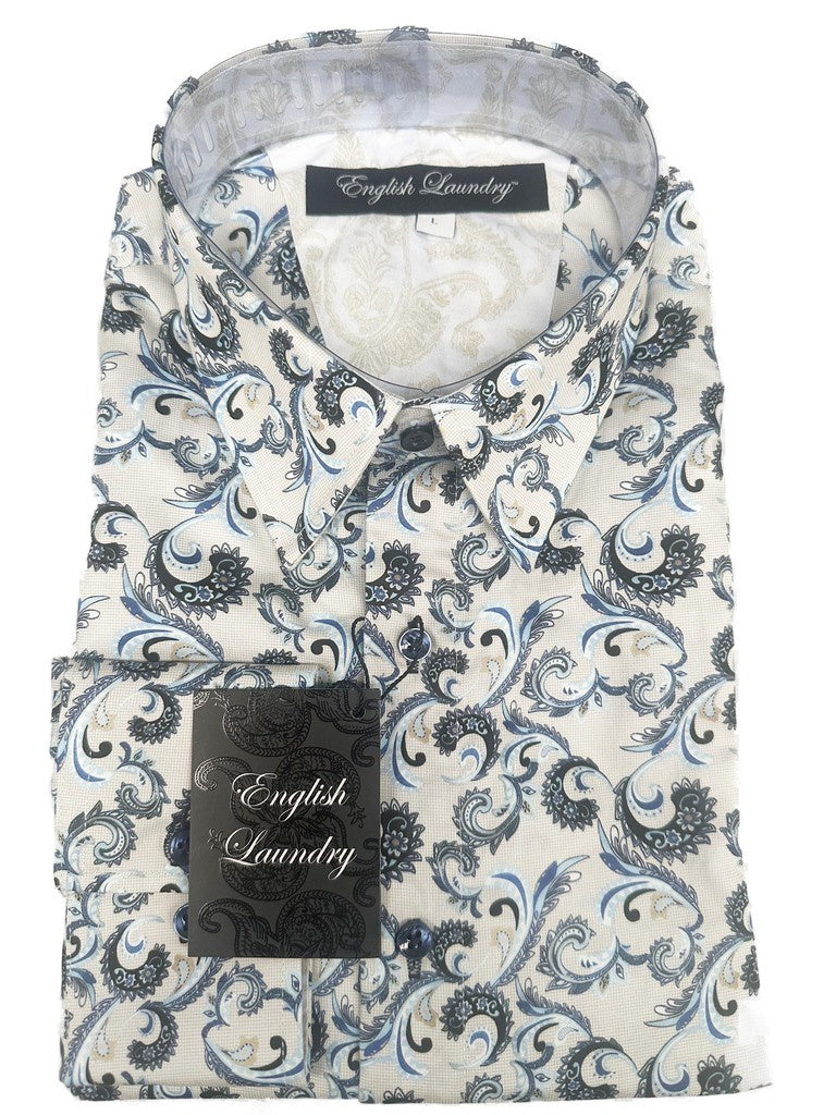 English Laundry (John Lennon) LS Shirt: Gentle Blue Swirl