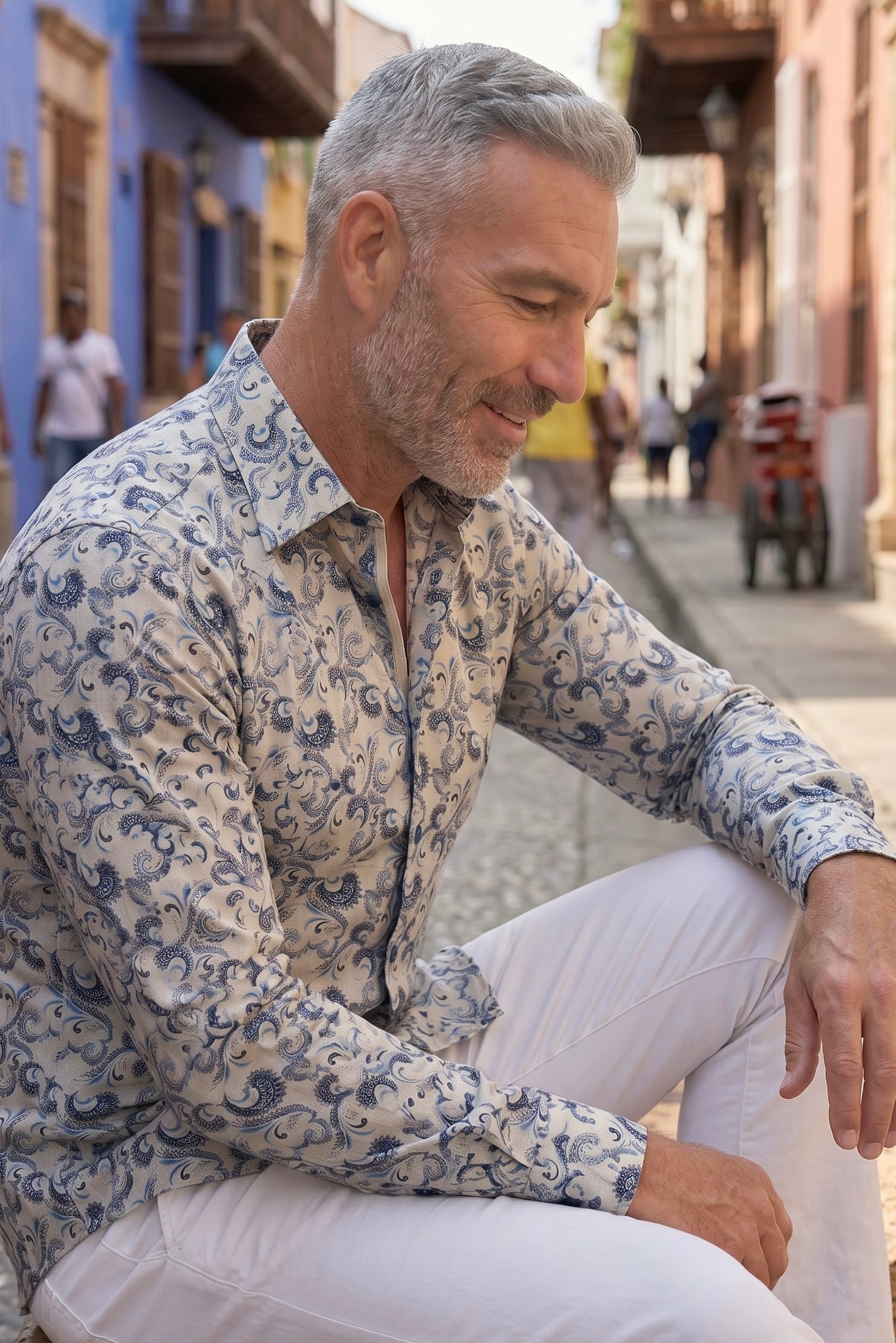 English Laundry (John Lennon) LS Shirt: Gentle Blue Swirl