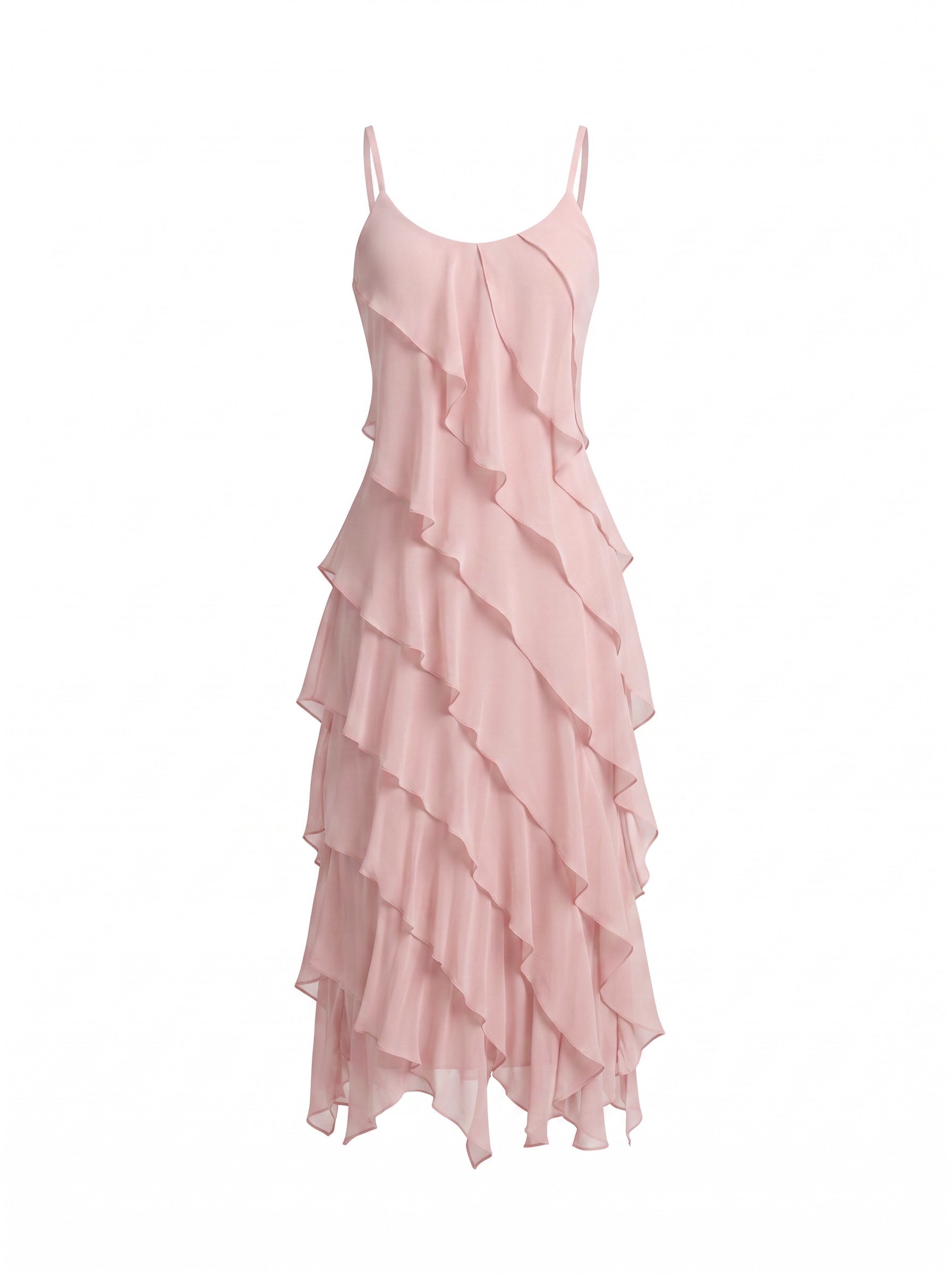 La Strada Silk Ruffle Dress in Blush