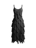 La Strada Silk Ruffle Dress in Black