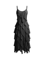 La Strada Silk Ruffle Dress in Black