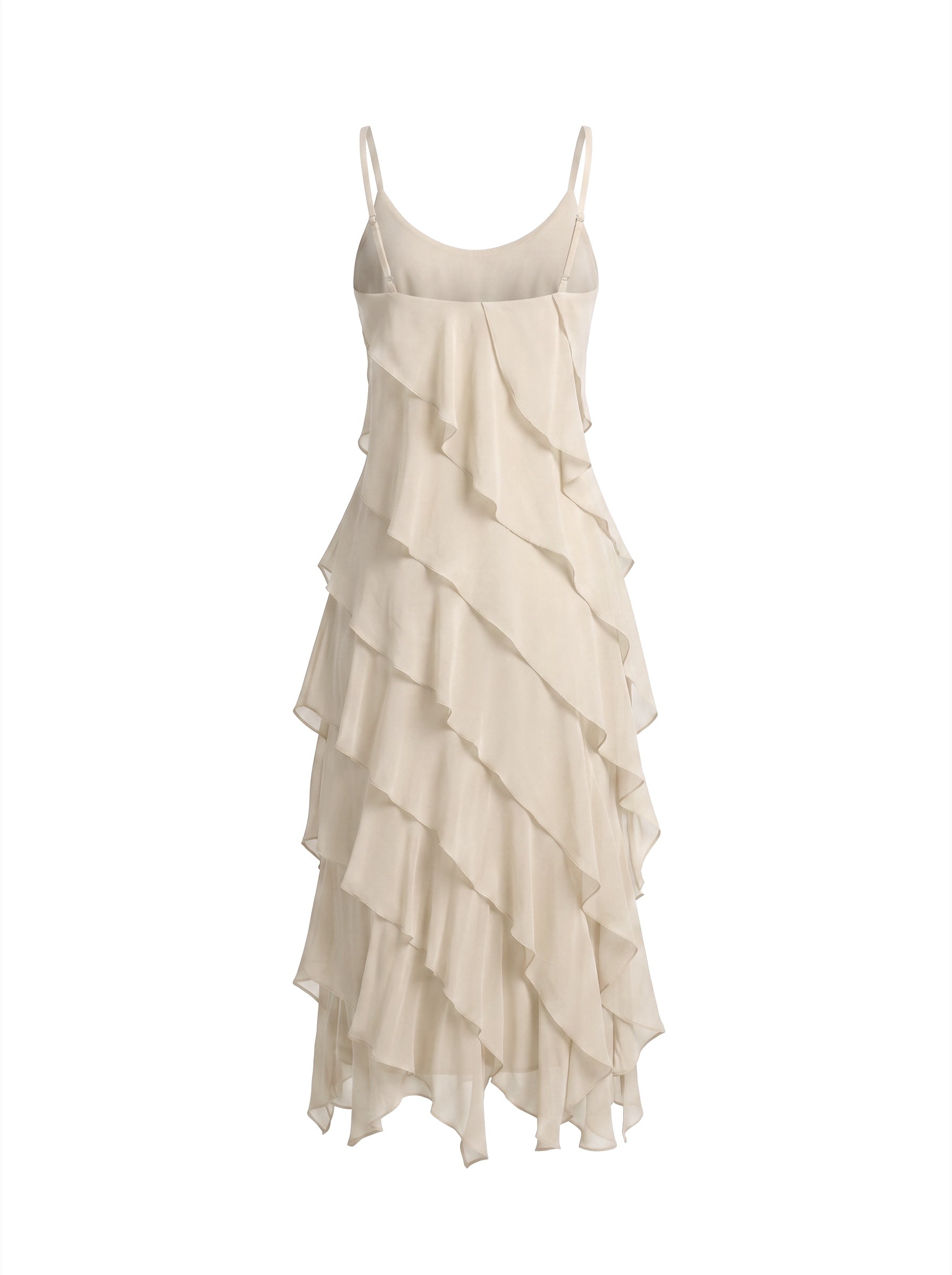 La Strada Silk Ruffle Dress in Beige
