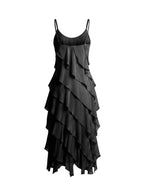 La Strada Silk Ruffle Dress in Black