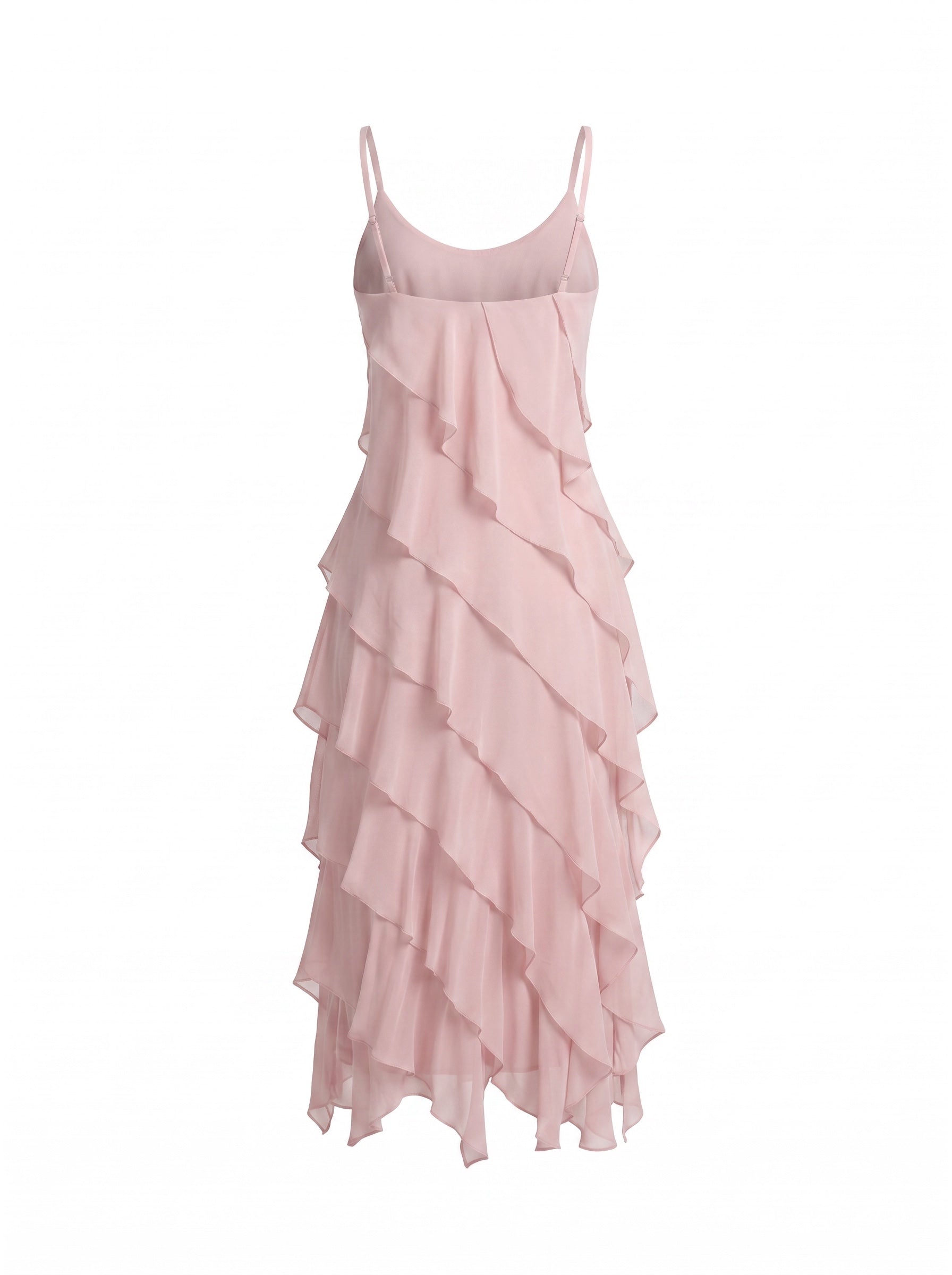 La Strada Silk Ruffle Dress in Blush