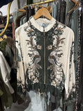 Zampa Satin Bomber Jacket in Dark Olive