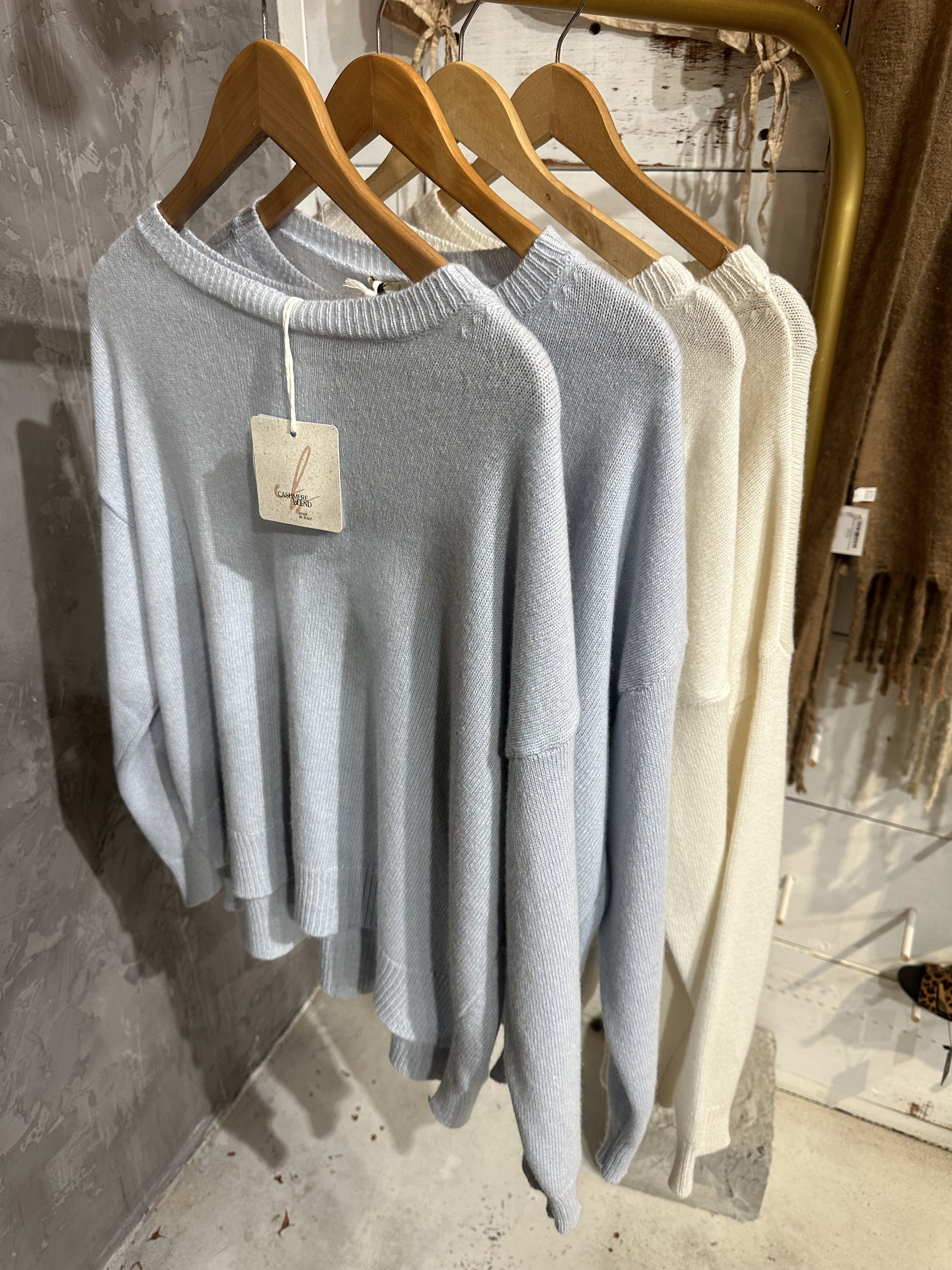 The Italian Closet: Milly Cashmere Mix Sweater - Light Blue