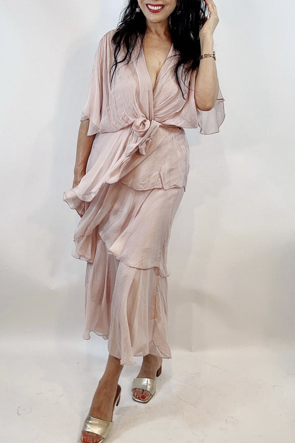 La Strada: Blush Pink Floaty Silk Dress