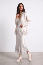 Made in Italy Lace Trim Silky Shirt