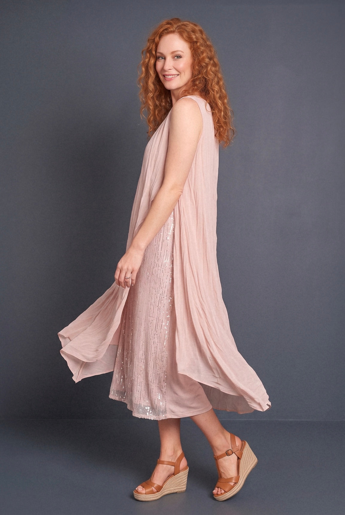 Omare Silk Peek-Through Sequin Dress