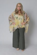 Olivine Silk Top in Lucca Lemon
