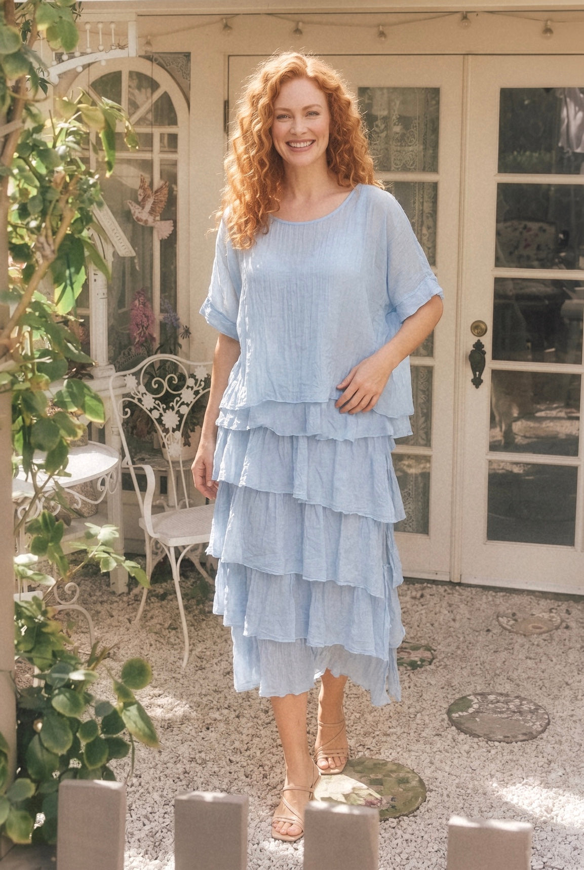La Strada: Cotton Rilassata Dress - Sky