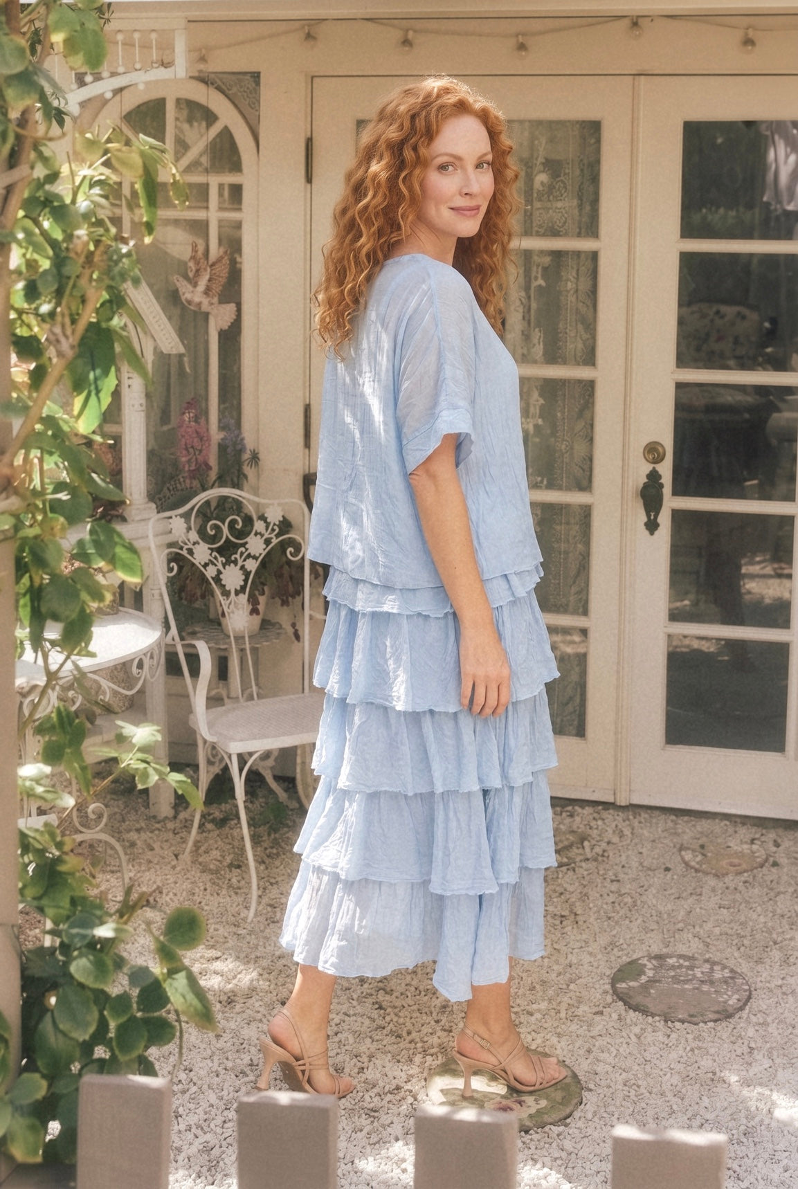 La Strada: Cotton Rilassata Dress - Sky