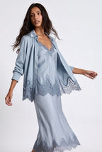 Made in Italy Lace Trim Silky Shirt