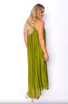 The Italian Closet: Adelina Silk Maxi Dress - Olive