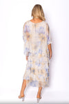 The Italian Closet - Elegance Floral Silk Dress - Ocean Sand