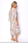 The Italian Closet - Elegance Floral Silk Dress - Ocean Sand