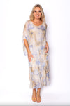 The Italian Closet - Elegance Floral Silk Dress - Ocean Sand