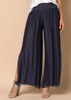 New Gia Silk Pants - Navy