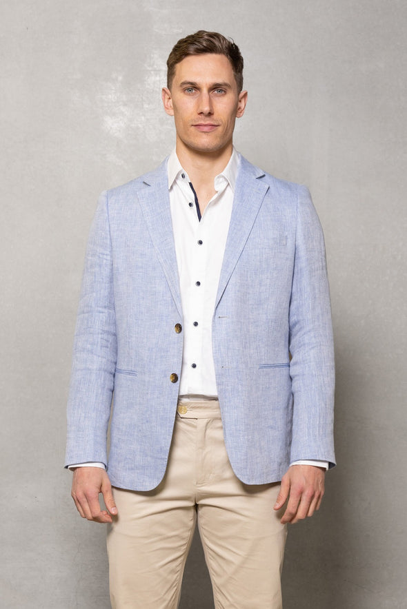 Cutler & Co Johnson Linen Herringbone Blazer - Sky