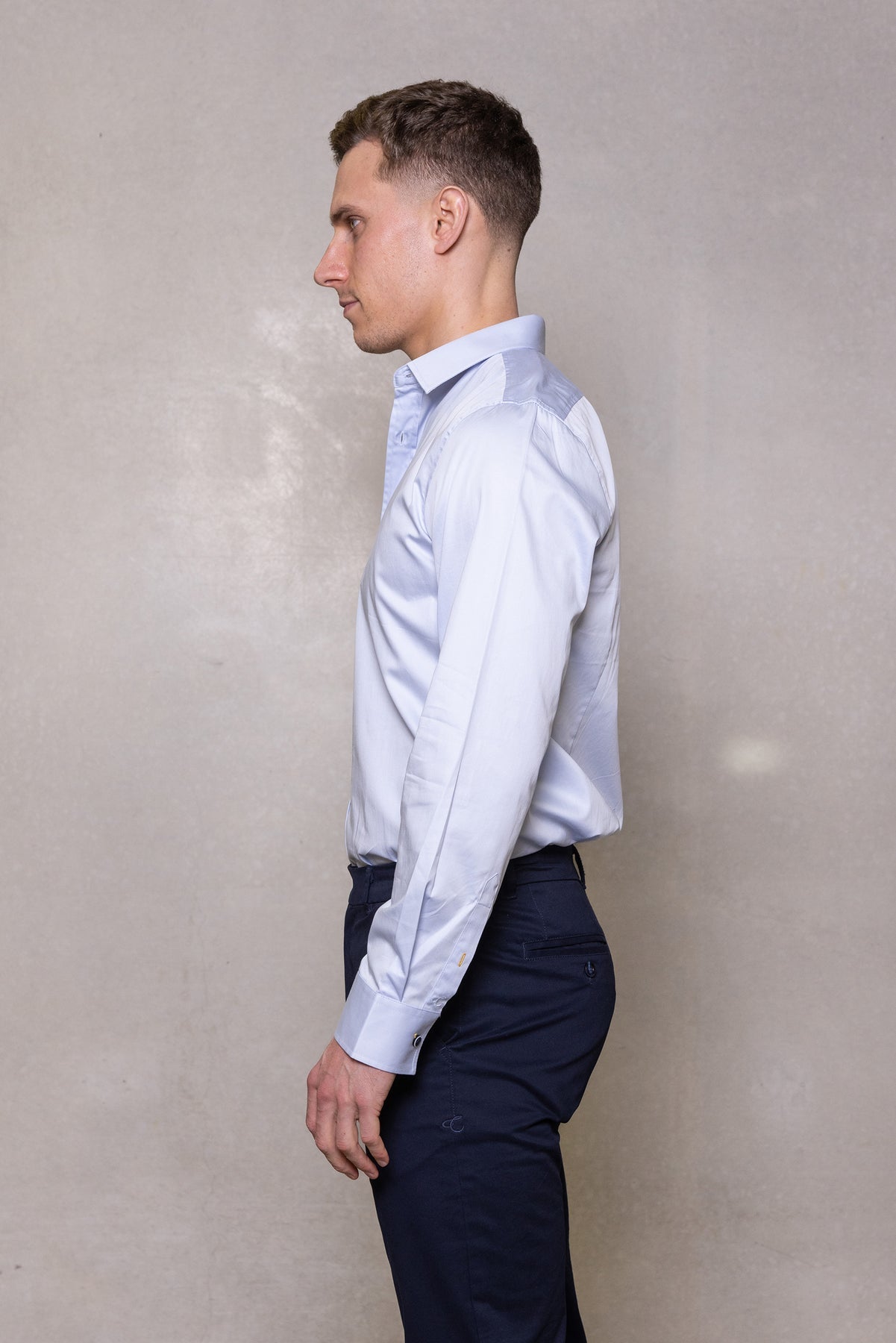 Cutler & Co Blaine Long Sleeved Shirt: Plain - Pale Blue