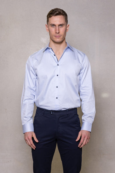 Cutler & Co Blaine Long Sleeved Shirt: Plain - Pale Blue