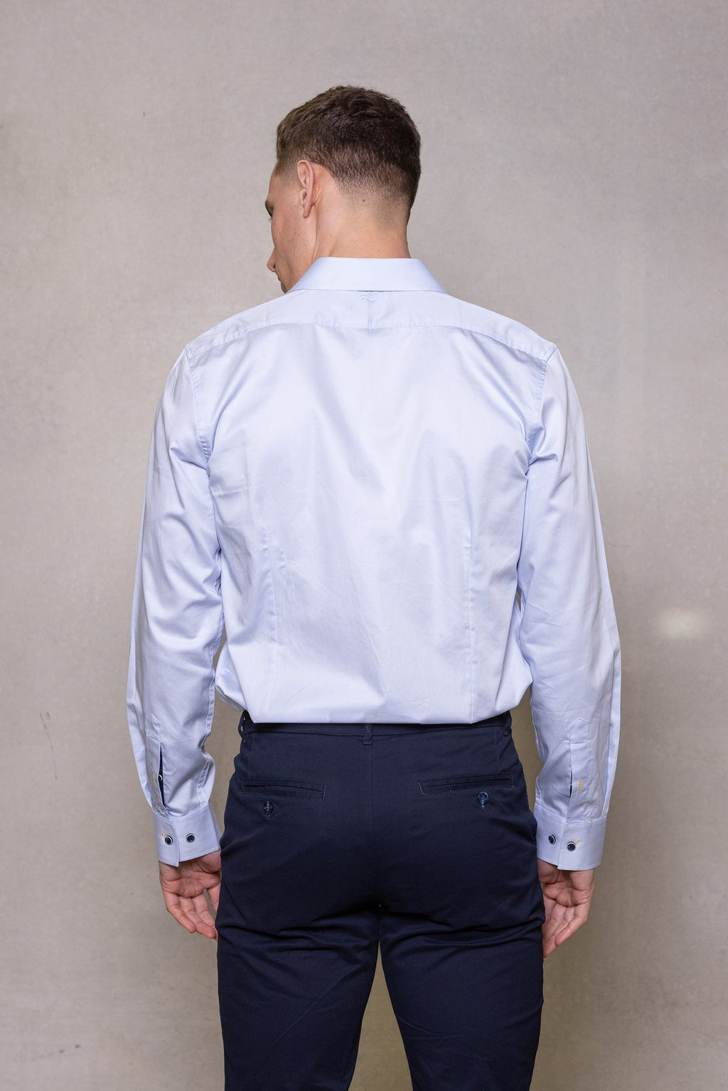 Cutler & Co Blaine Long Sleeved Shirt: Plain - Pale Blue