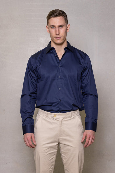 Cutler & Co Blaine Long Sleeved Shirt: Plain - Thunderstorm