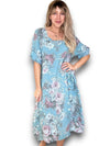 Helga May Button Sleeve Maxi Dress: Scarlett Rose - Light Turquoise