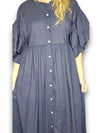 Helga May: Bianca Frilled Cotton Dress - Navy