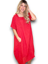 Helga May Mid Sleeve Maxi Dress: Red